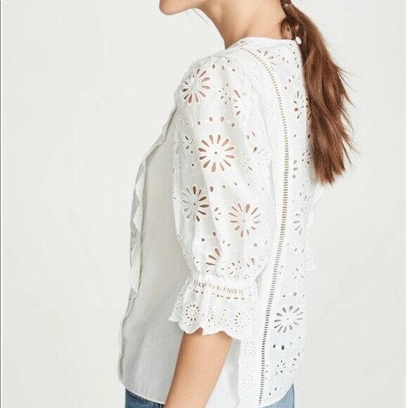 Veronica Beard Gale Blouse White Embroidery White - Picture 3 of 9